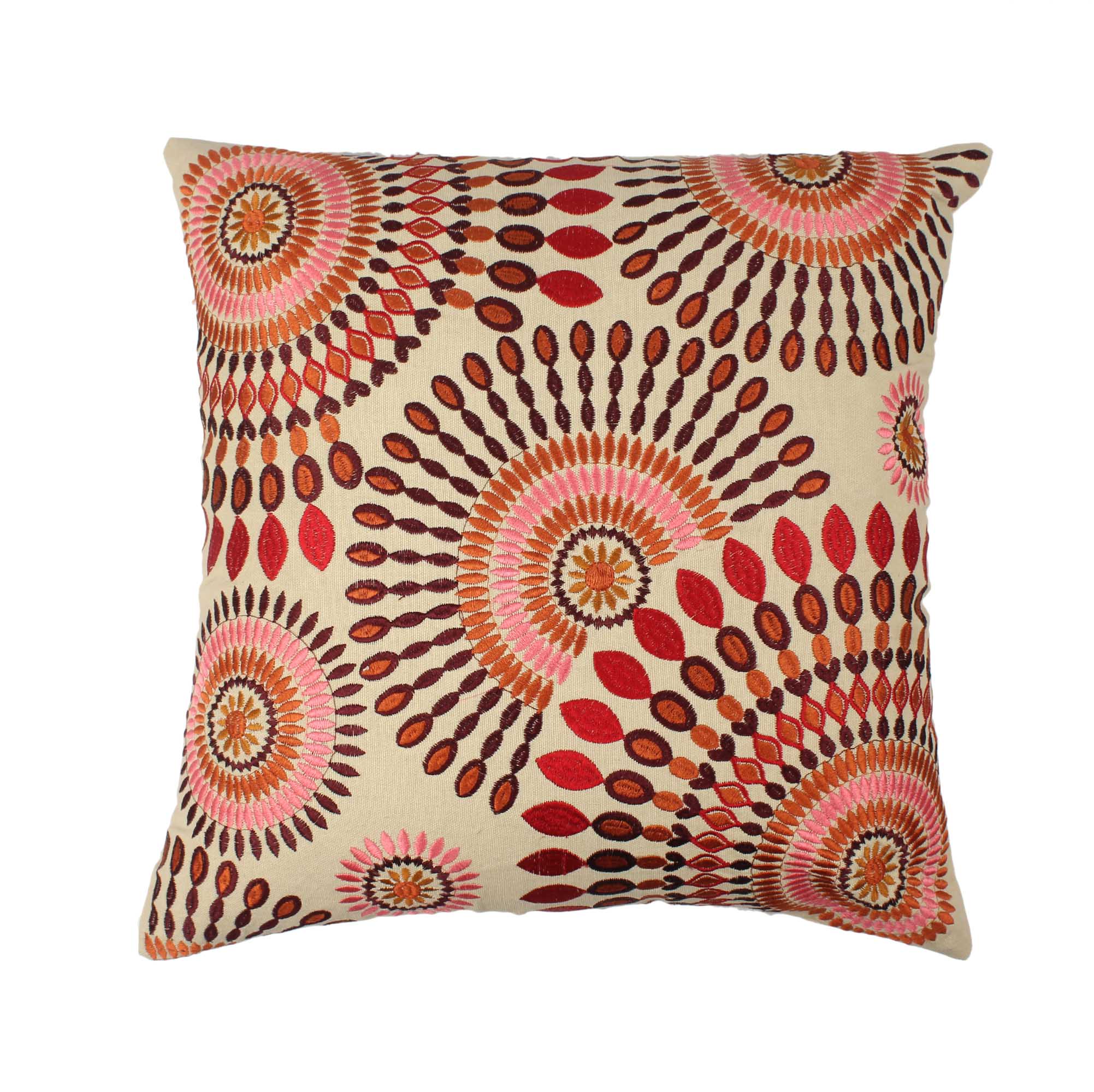 Embroidered Cotton Multicolor Cushion Cover