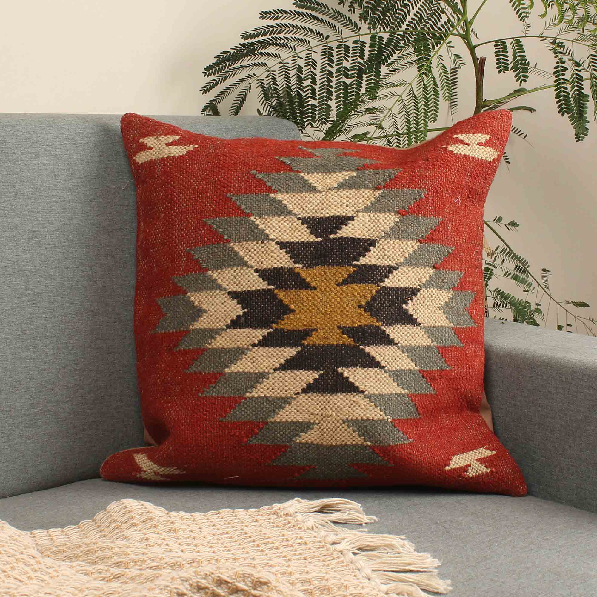 Ikhat Set of 3 Jute Multicolor Cushion Cover