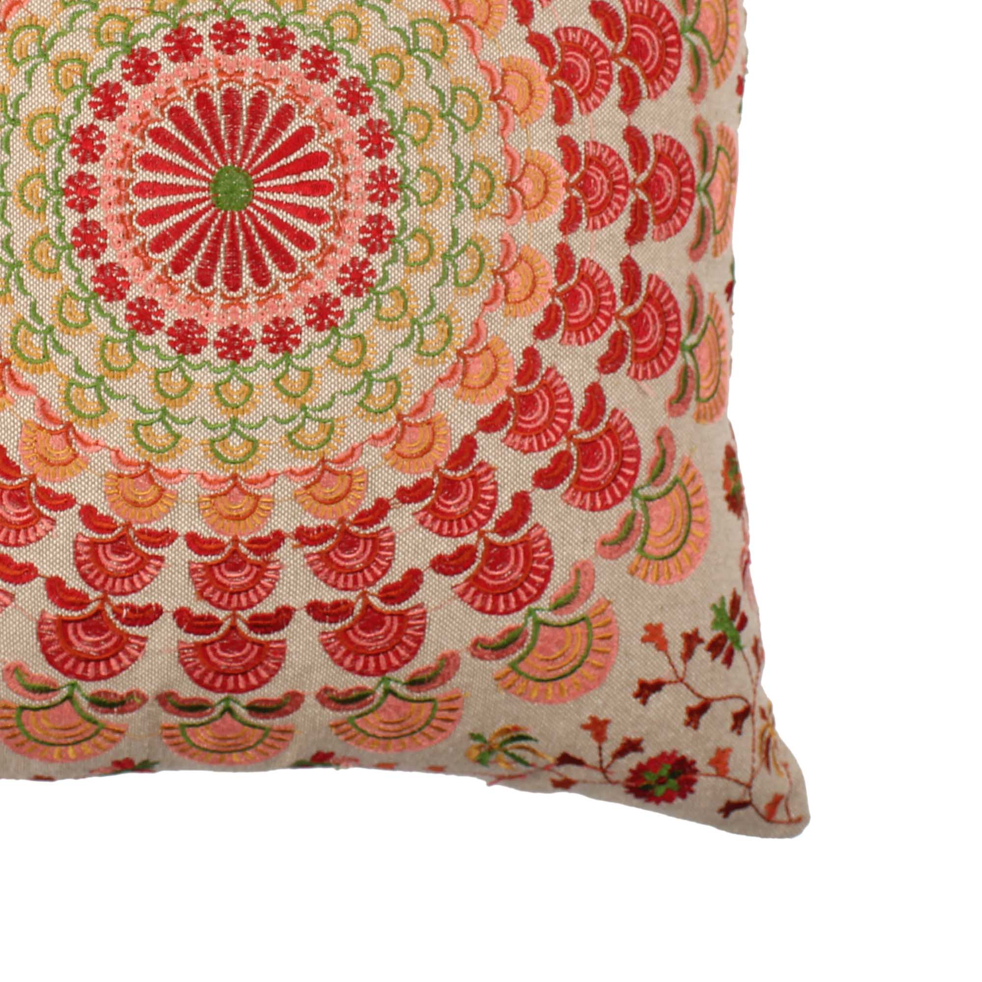 Set of 2 Hand Embroidered Cotton Multicolor Cushion Cover