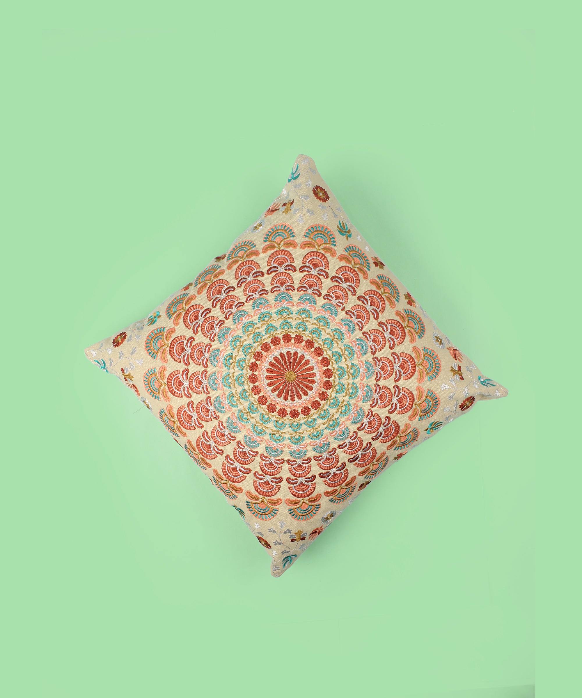 Embroidered Cotton Multicolor Cushion Cover