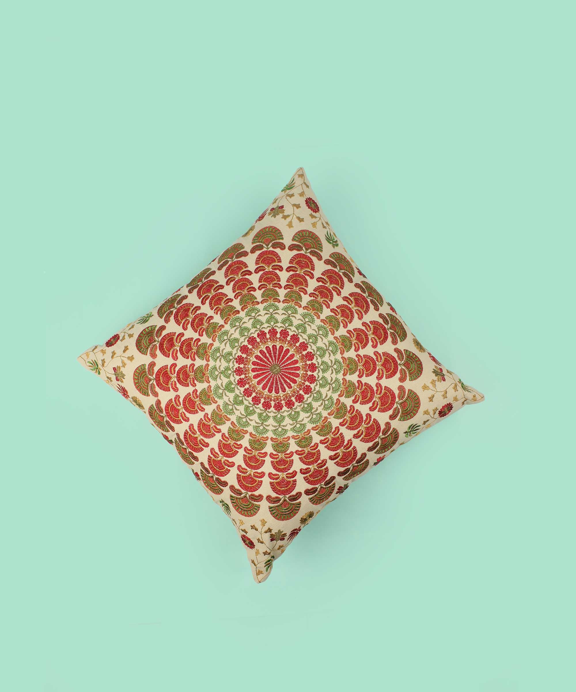 Set of 2 Multi-color Embroidered Cotton Cushion Cover