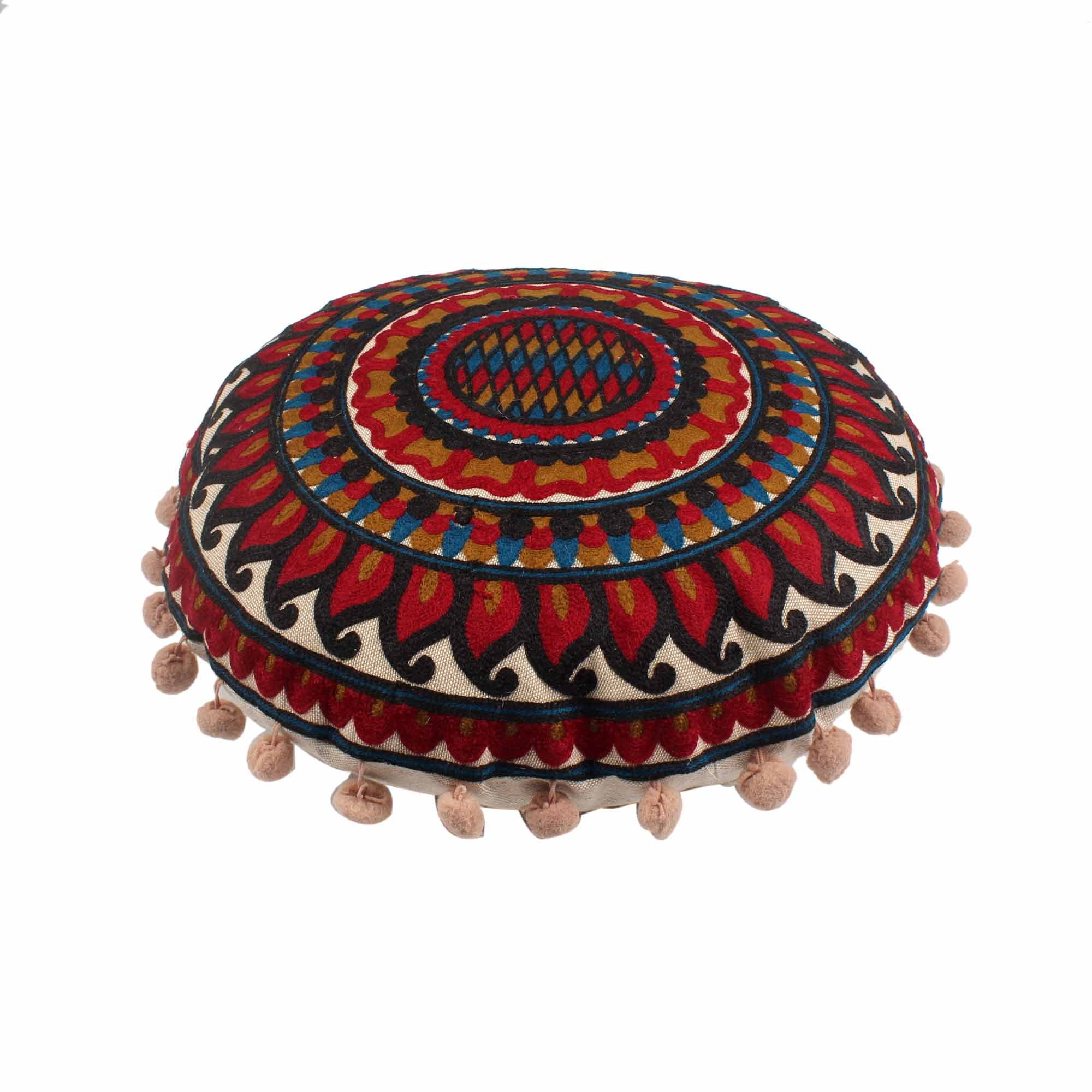 Helix Embroidery Round Cotton Cushion