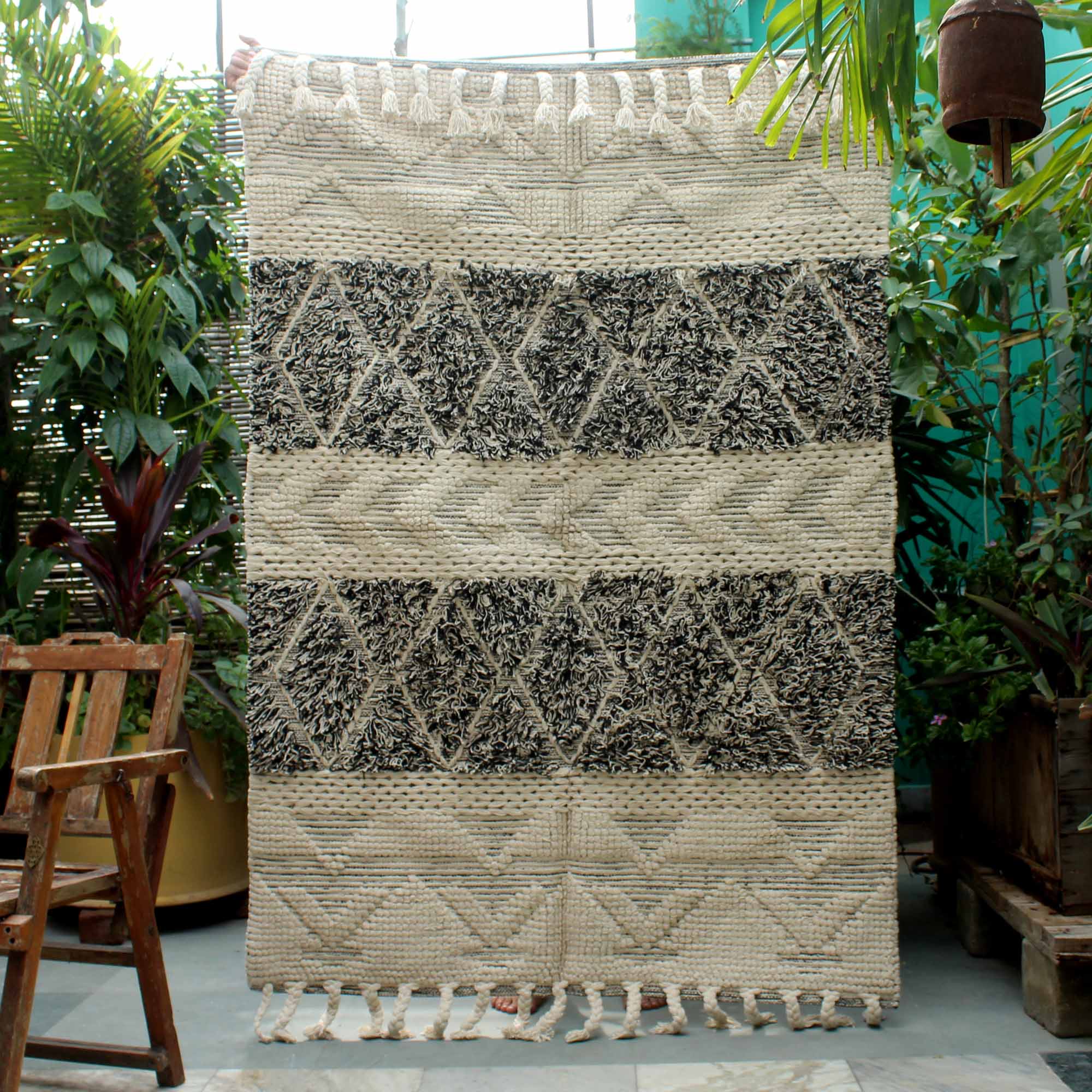 Hand-weaved 100% Cotton Designer Rug