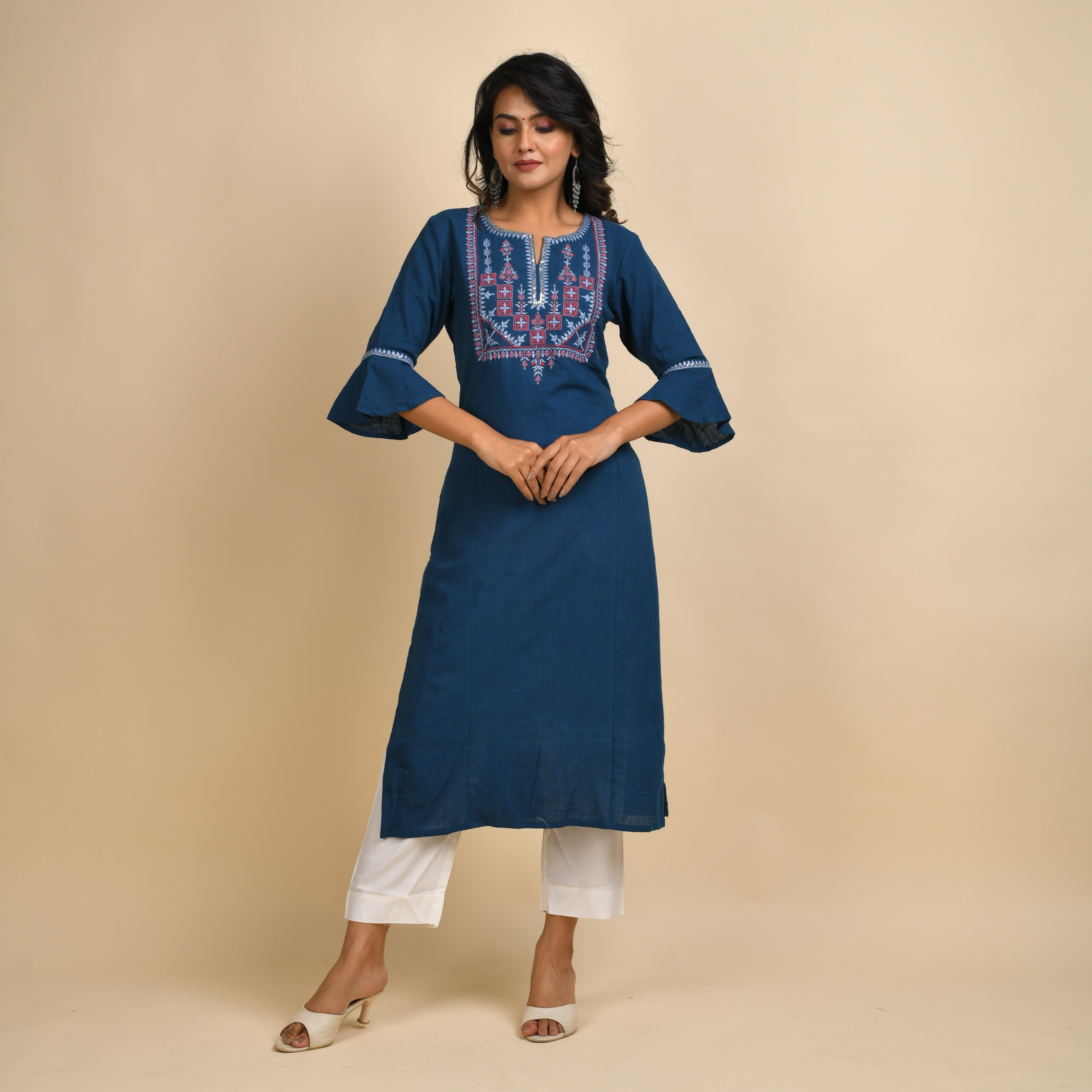 RANGDEEP WOMEN BLUE EMBROIDERY KURTA