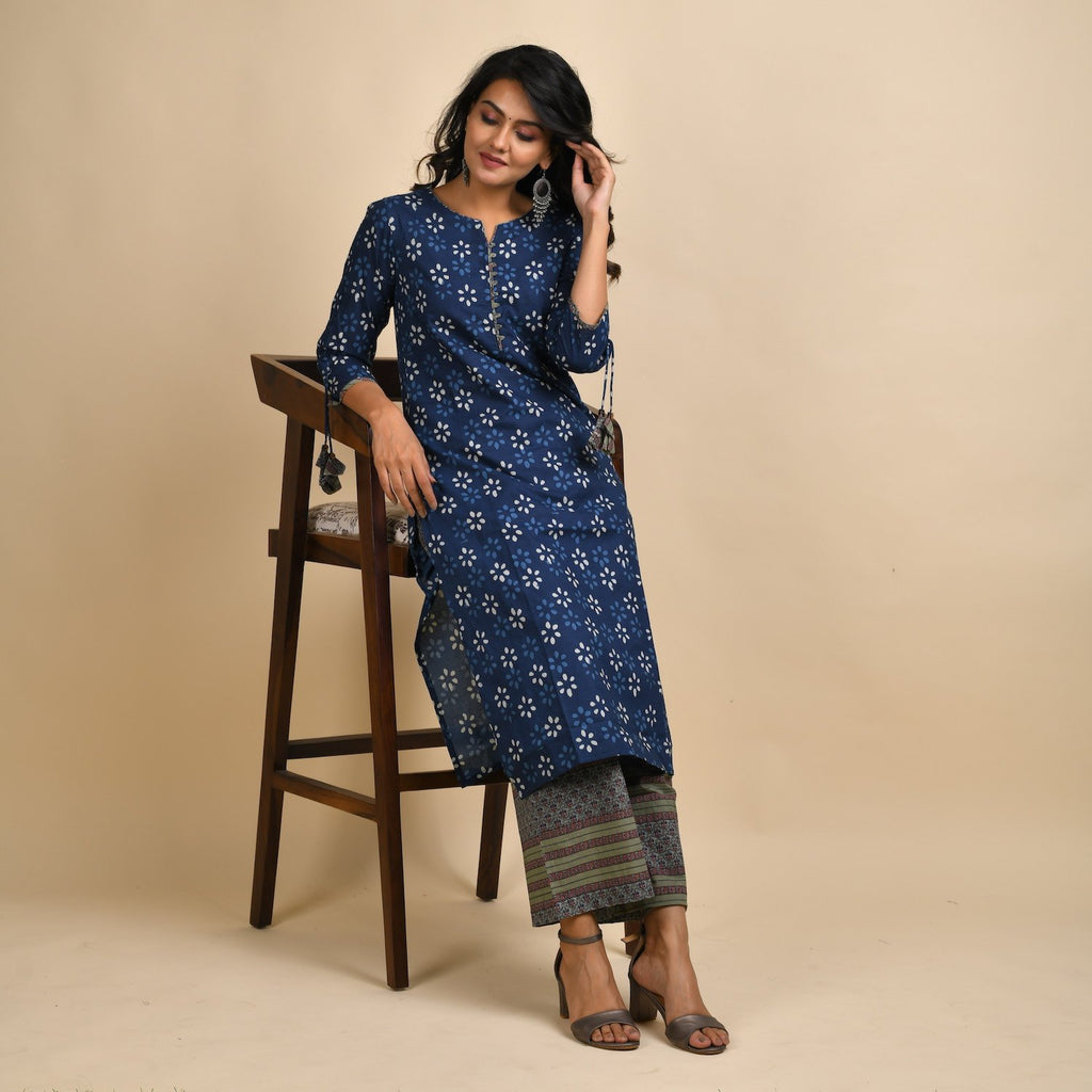 Rang Deep Women Set of Indigo Cotton Kurta with Palazzo