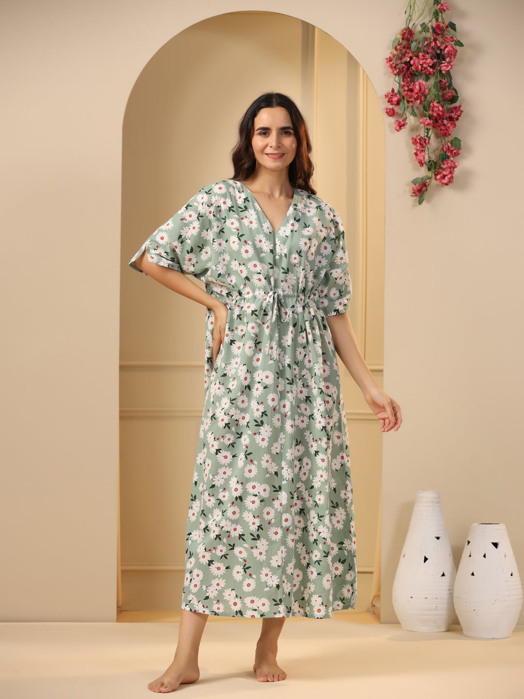 Long cotton lounge dress best sale