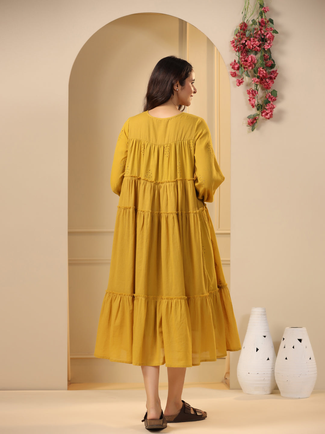 Mustard Fit & Flare Maxi Dress