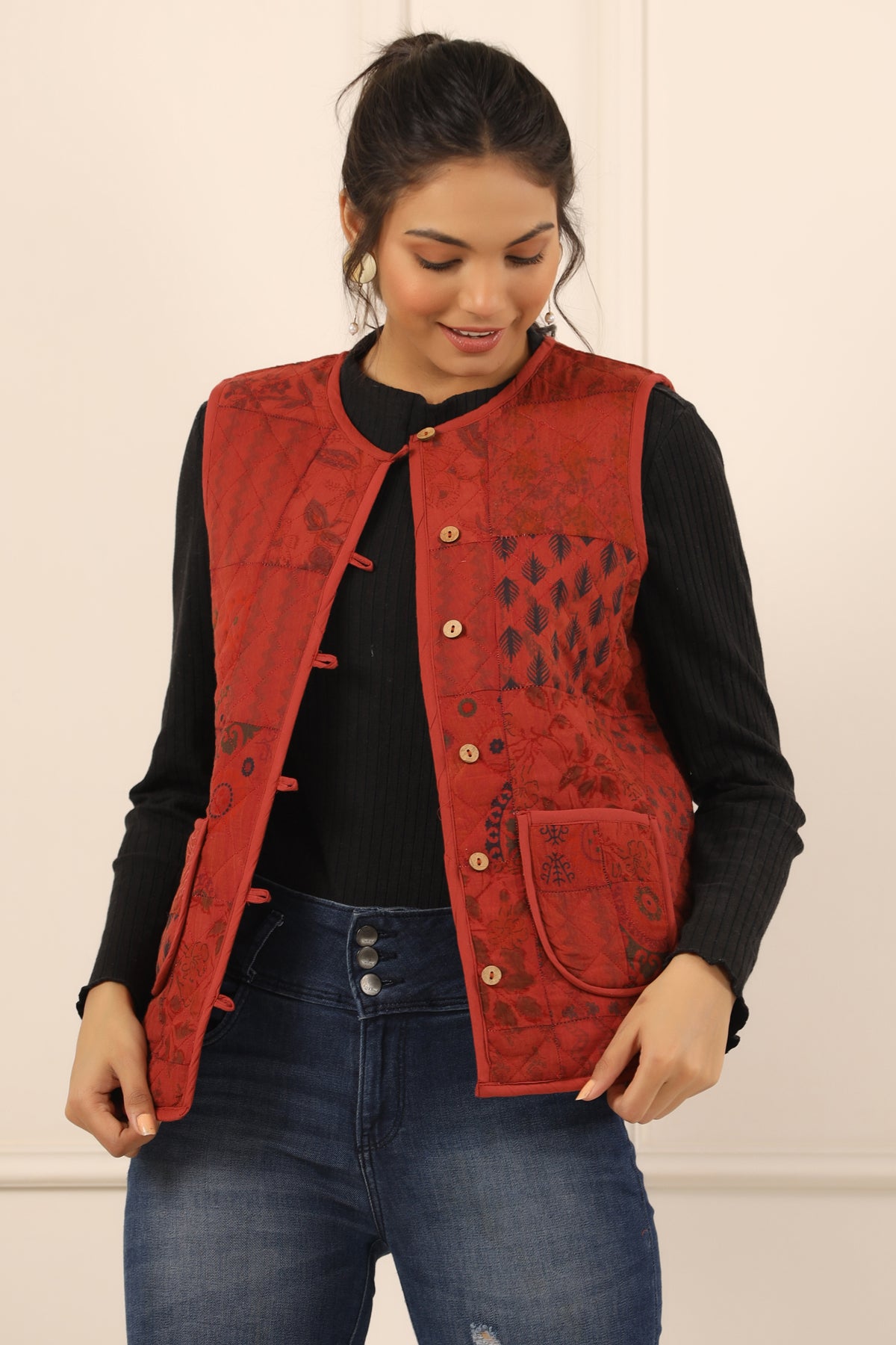 Printed women quilted  jacket