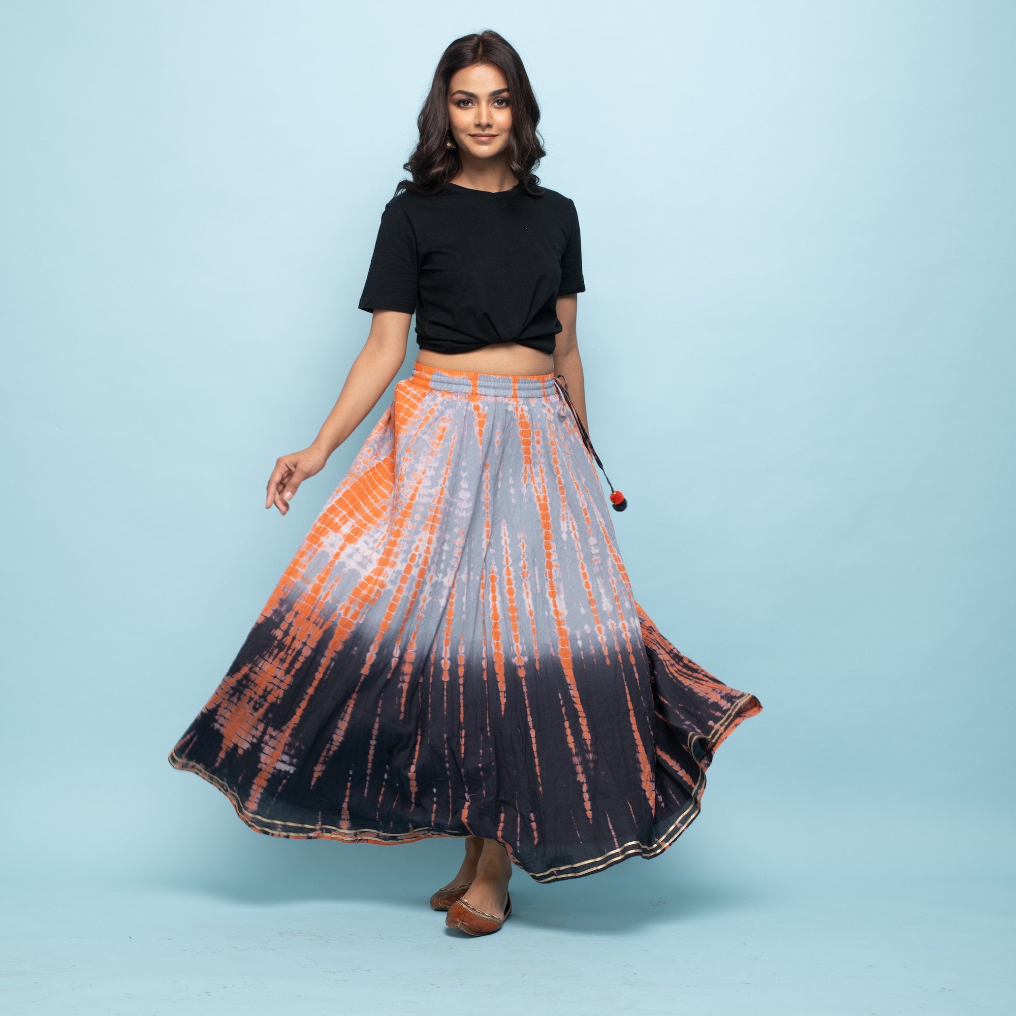 Rang Deep Women Orange Black Grey Skirt