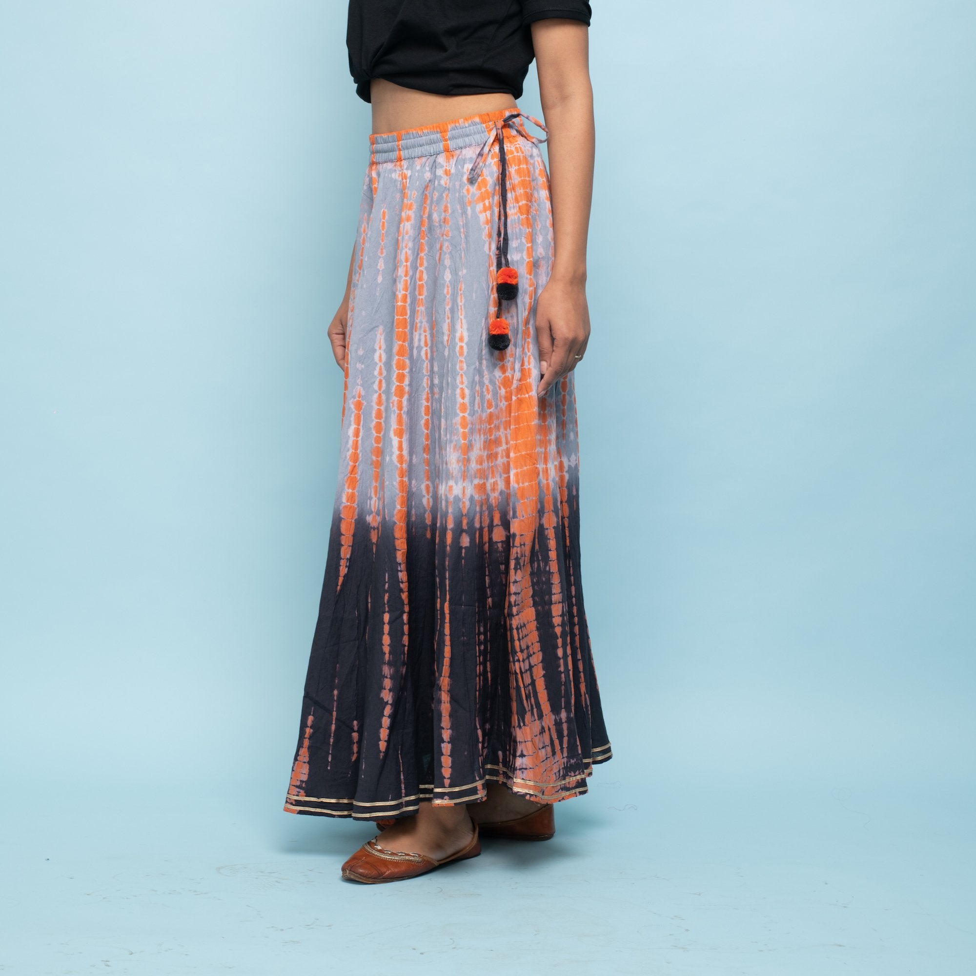 Rang Deep Women Orange Black Grey Skirt