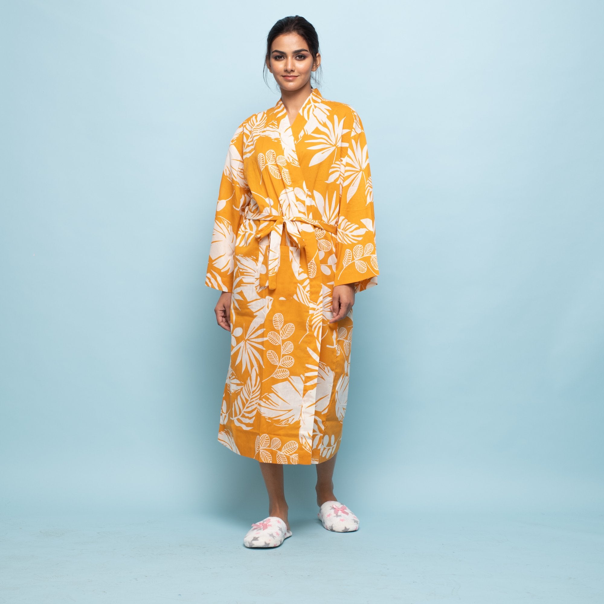 Set of 2 Comfy Cotton Hand printed kimono robe