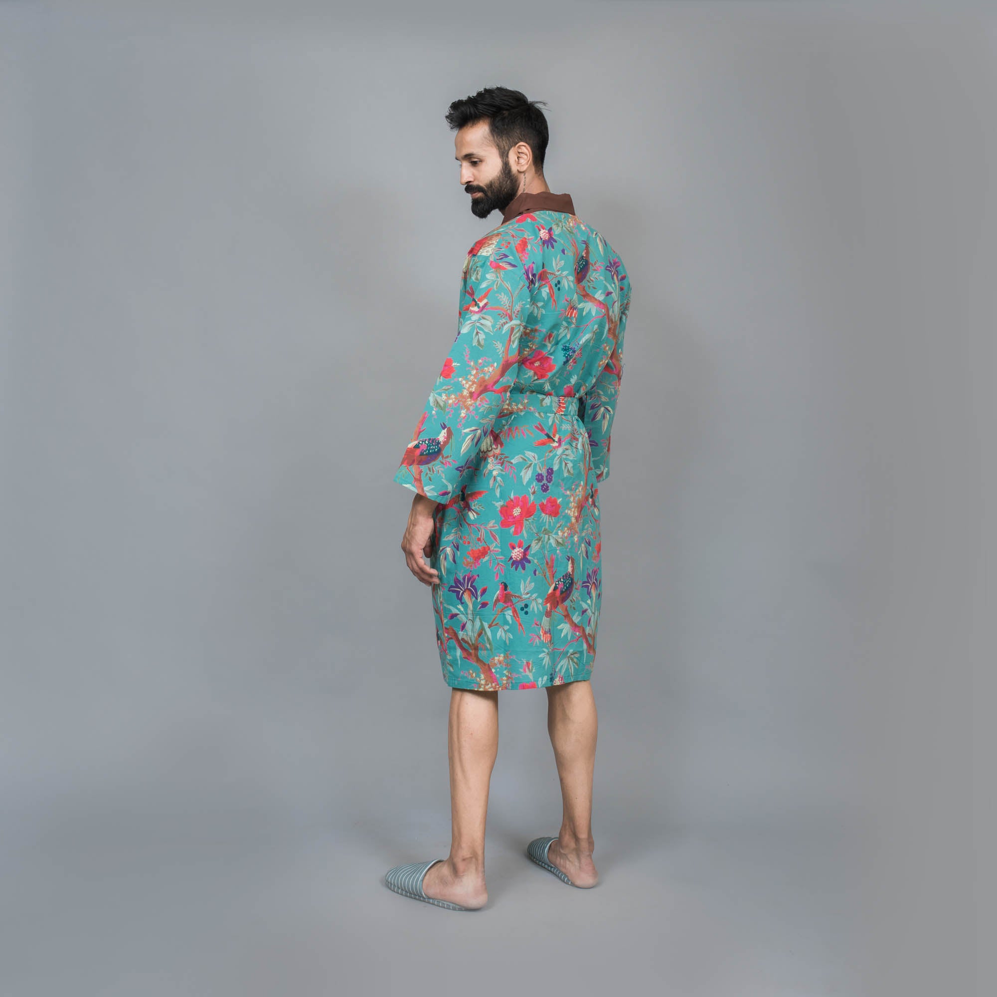 Men Multi-colour Pure Cotton kimono robe