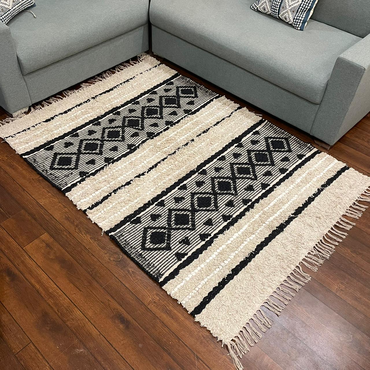 Hand-weaved 100% Cotton Multi-color  Rug