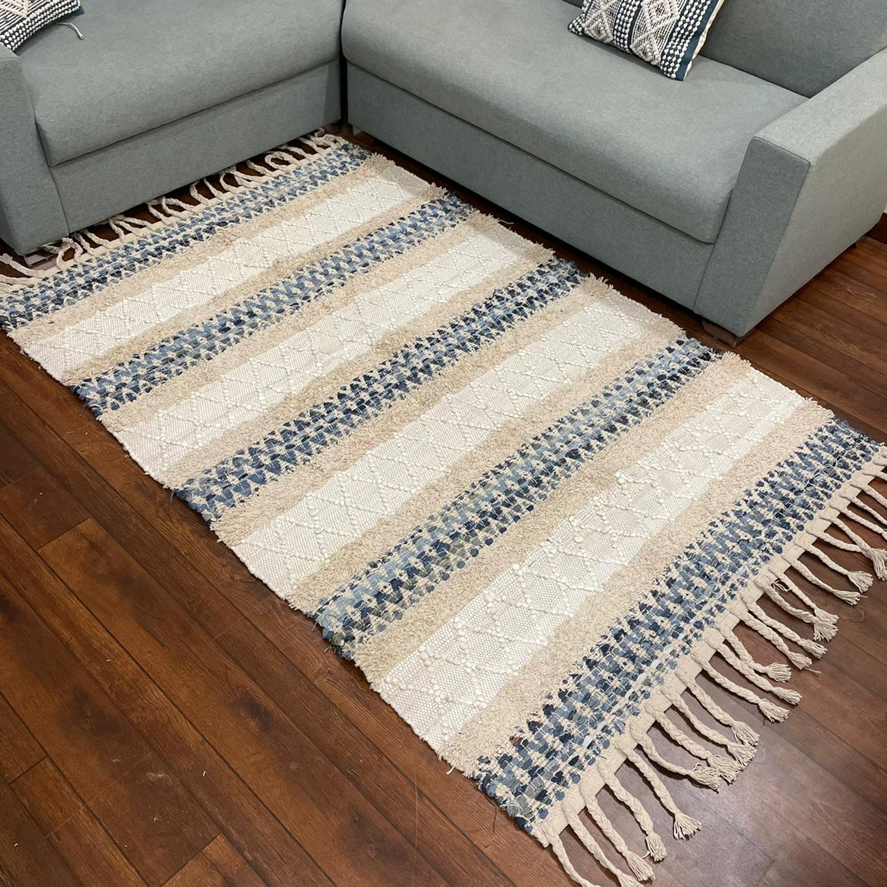 Hand-weaved 100% Cotton Multi-color  Rug