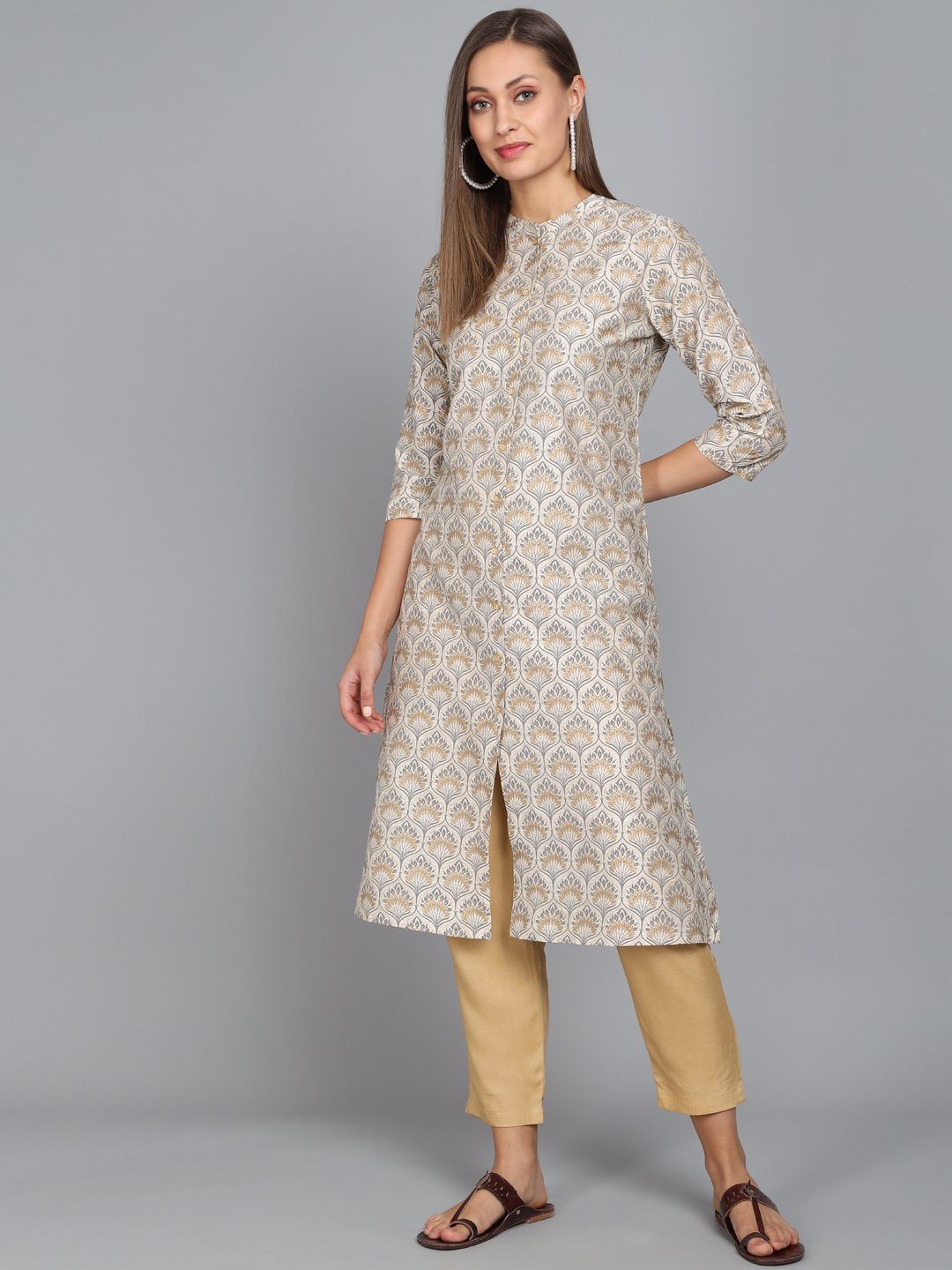 Rangdeep Ivory Knee length Viscose Straight Kurta Viscose Kurtis Rangdeep-Fashions 