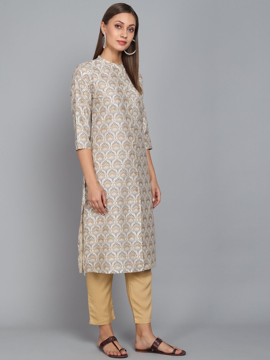 Rangdeep Ivory Knee length Viscose Straight Kurta Viscose Kurtis Rangdeep-Fashions 