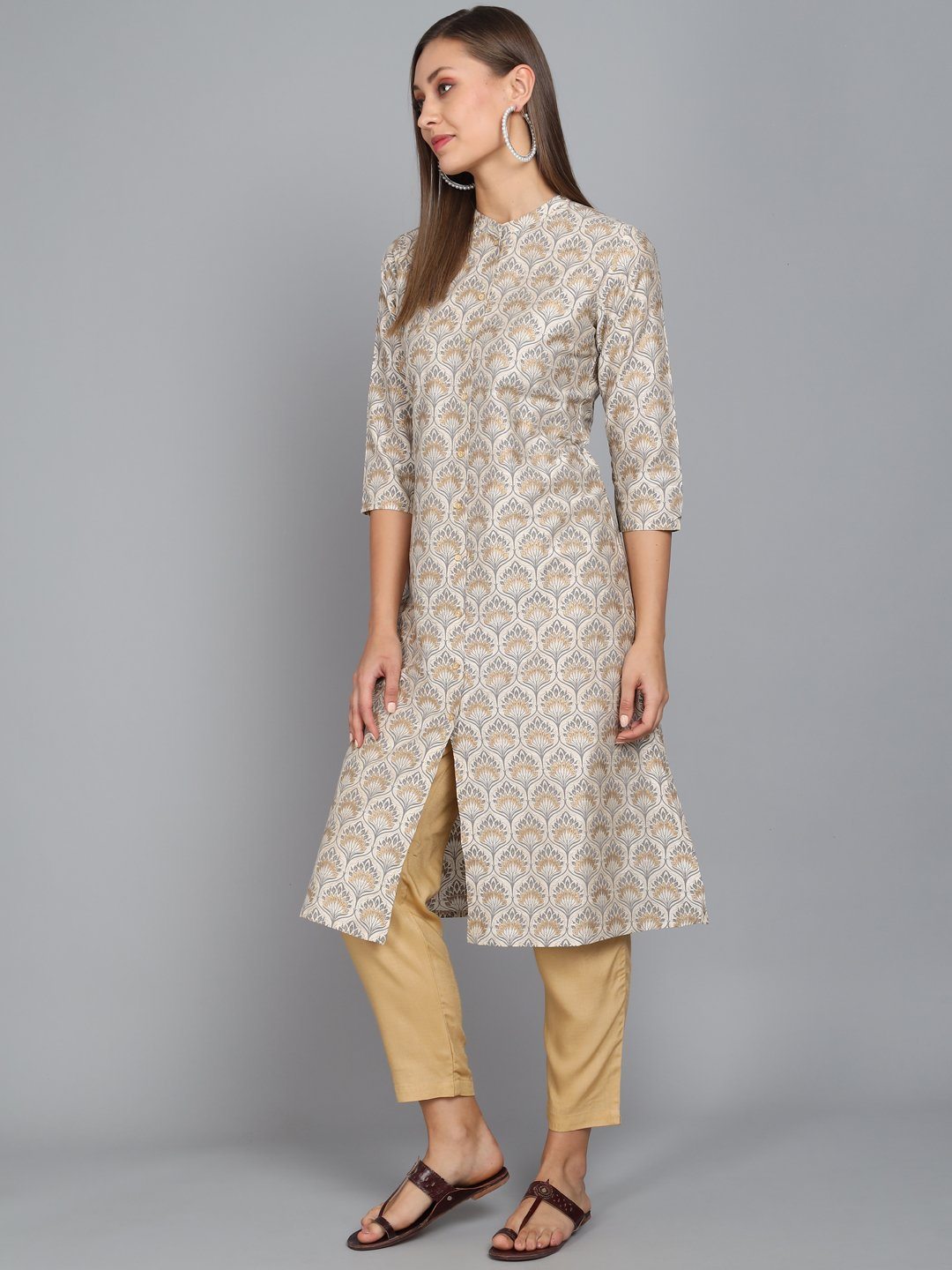 Rangdeep Ivory Knee length Viscose Straight Kurta Viscose Kurtis Rangdeep-Fashions 