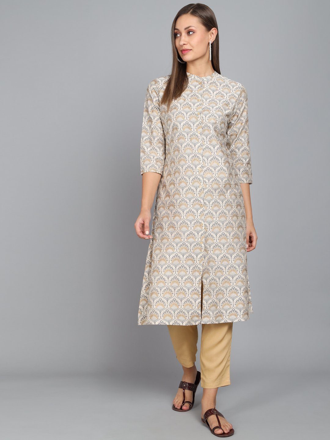 Rangdeep Ivory Knee length Viscose Straight Kurta Viscose Kurtis Rangdeep-Fashions X-Large 