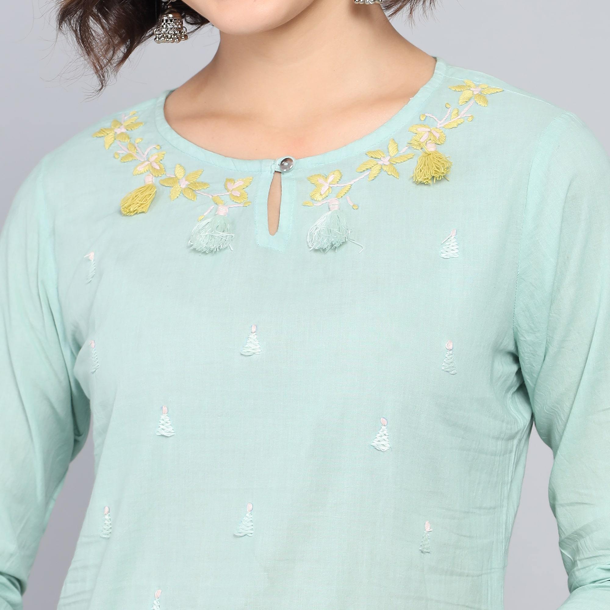 RangDeep Lemon Meadow Ombre Cotton Kurta Ombre Dress Rangdeep-Fashions 