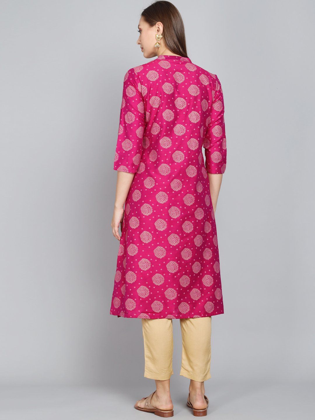 Rangdeep Magenta Knee length Viscose Straight Kurta Viscose Kurtis Rangdeep-Fashions 