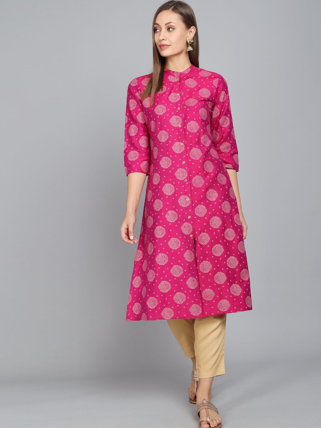 Rangdeep Magenta Knee length Viscose Straight Kurta Viscose Kurtis Rangdeep-Fashions 