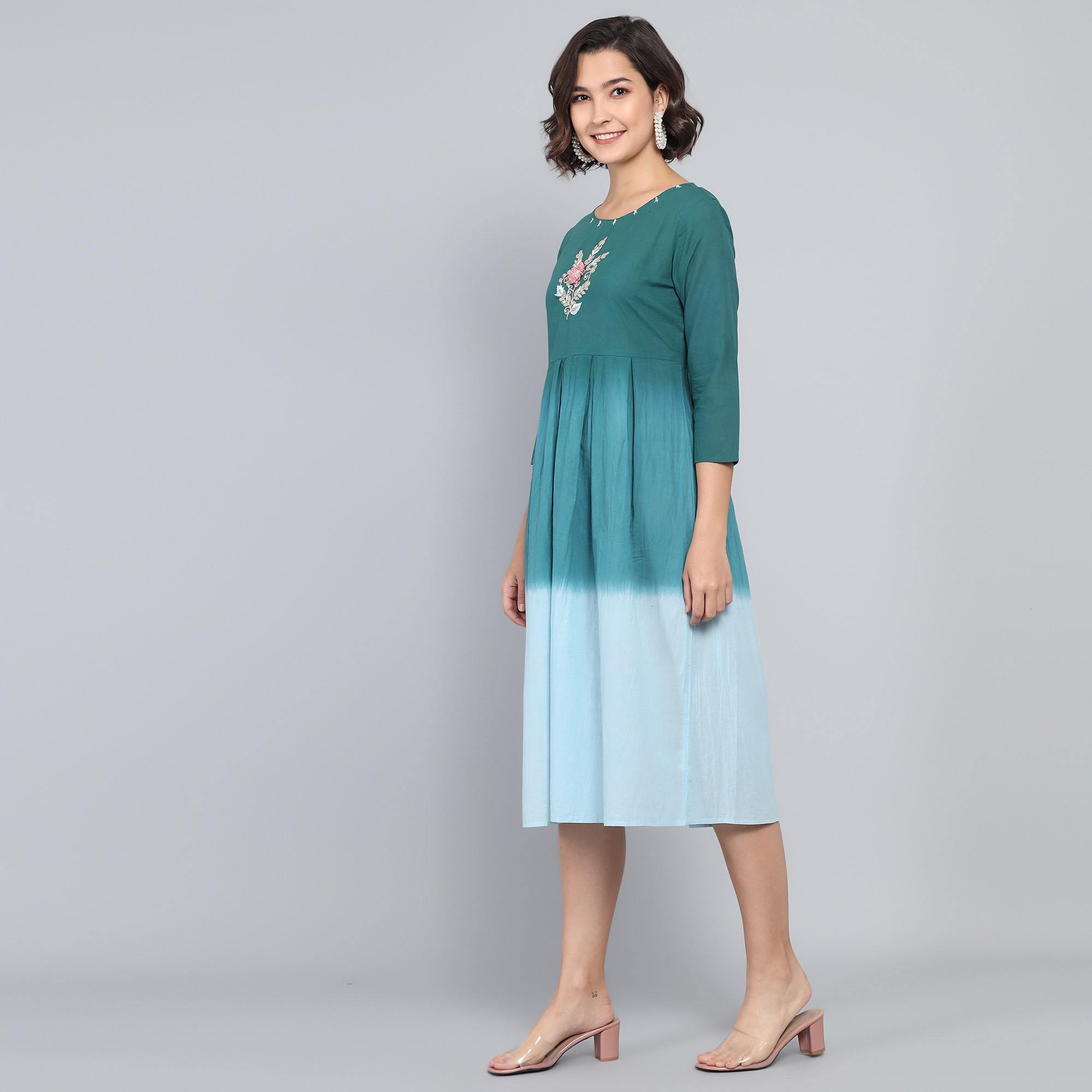 RangDeep Mermaid Ombre Cotton Kurta Dress Ombre Dress Rangdeep-Fashions 