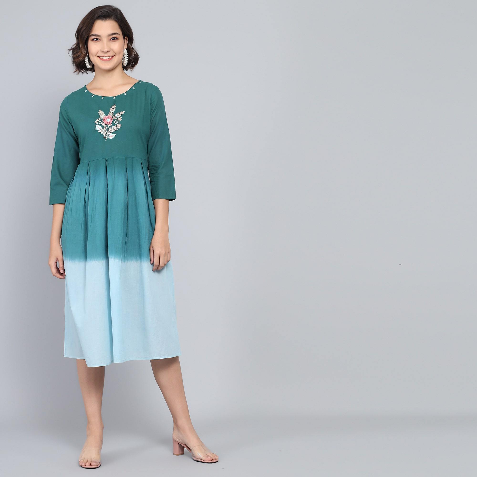 RangDeep Mermaid Ombre Cotton Kurta Dress Ombre Dress Rangdeep-Fashions Small 