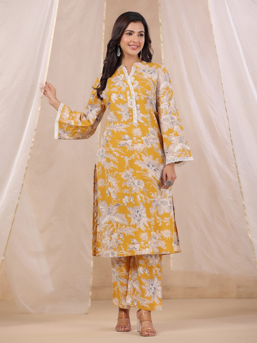 Women Pure Cotton Kurta With Pajama Kurti Dupatta set Pant Rangdeep-Fashions 